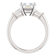 3 Stone Princess Cut Diamond Ring Side View