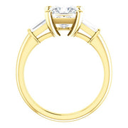 3 Stone Princess Cut Diamond Ring Side View