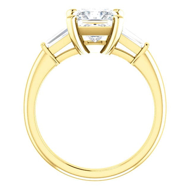 3 Stone Princess Cut Diamond Ring Side View