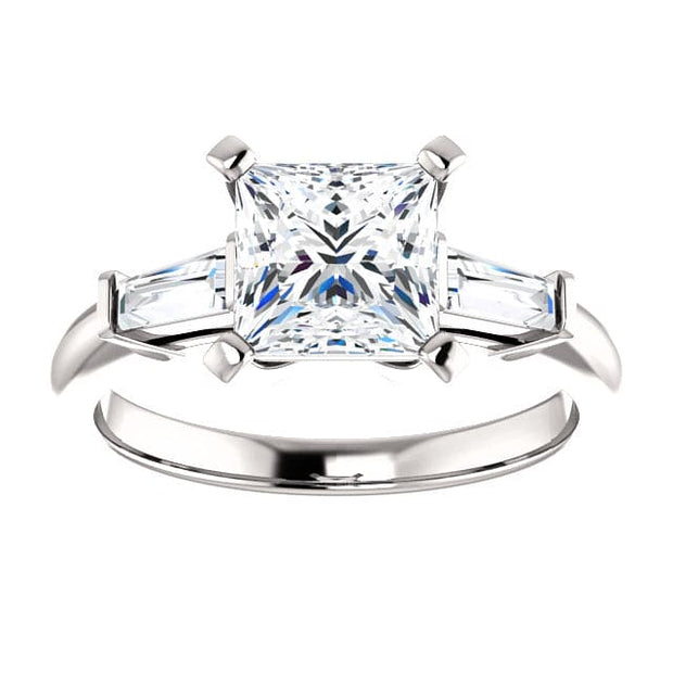 3 Stone Princess Cut Diamond Ring Front View