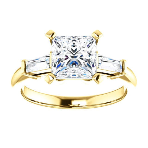 3 Stone Princess Cut Diamond Ring Front View
