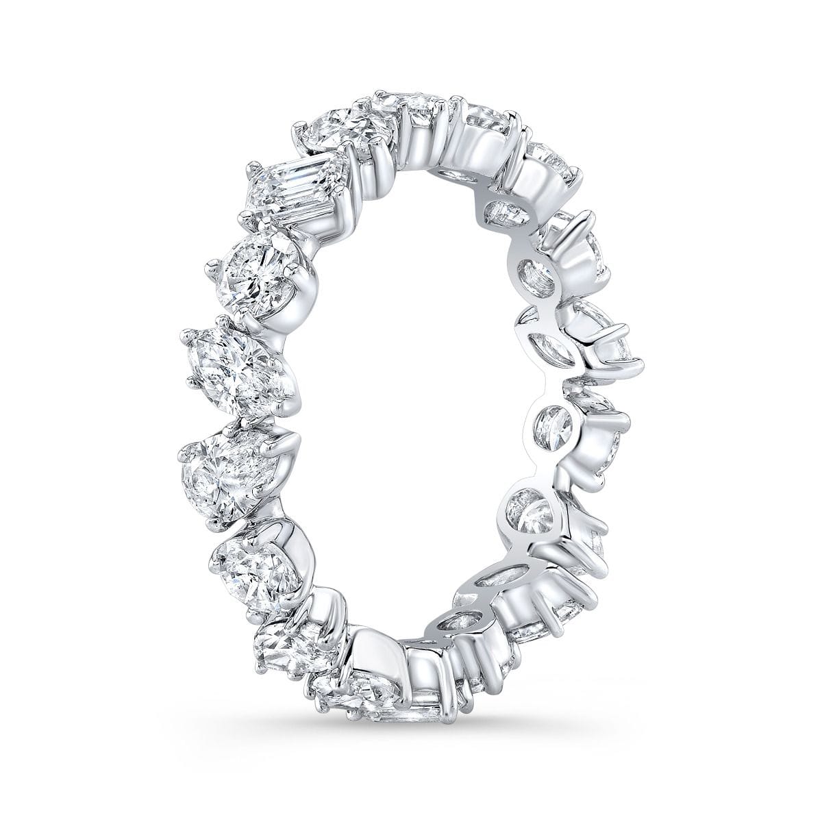 Multi shape diamond eternity band profile view
