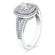 Double Halo Cushion Engagement Ring Side View