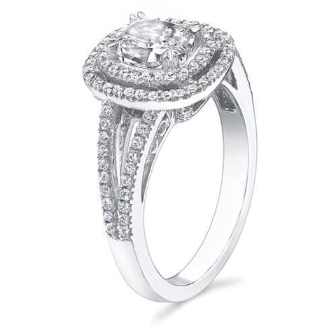 Double Halo Cushion Engagement Ring Side View