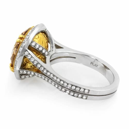 7.22 Ct. Canary Fancy Brown Round Cut Diamond Engagement Ring (GIA Certified)