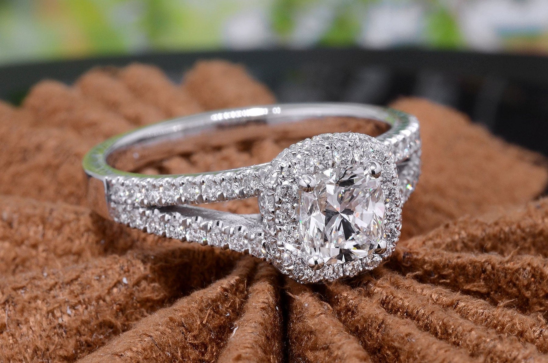 Reverse Pave Split Shank Engagement Ring