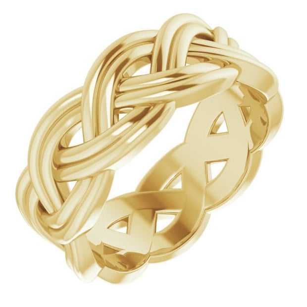 14K Gold Double Rope Design Band 8mm Width