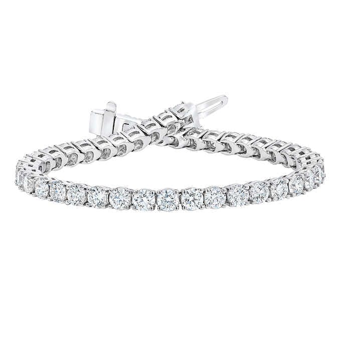 White gold diamond tennis bracelet in a plain white background