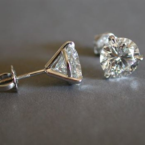 1.80 Ct. Round Cut Martini Diamond Stud Earrings H Color VS2 GIA Certified 3X