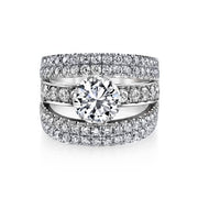 3.23 Ct. Round Brilliant Cut Pave Set Split Shank Engagement Ring GIA, F, VS2