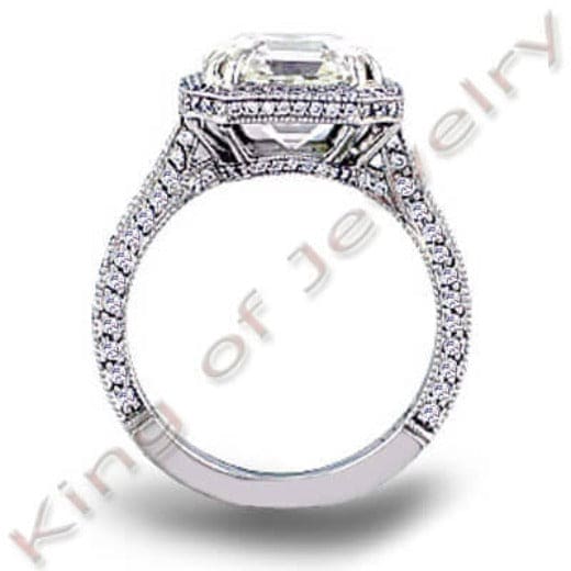 Halo princess cut pave engagement ring