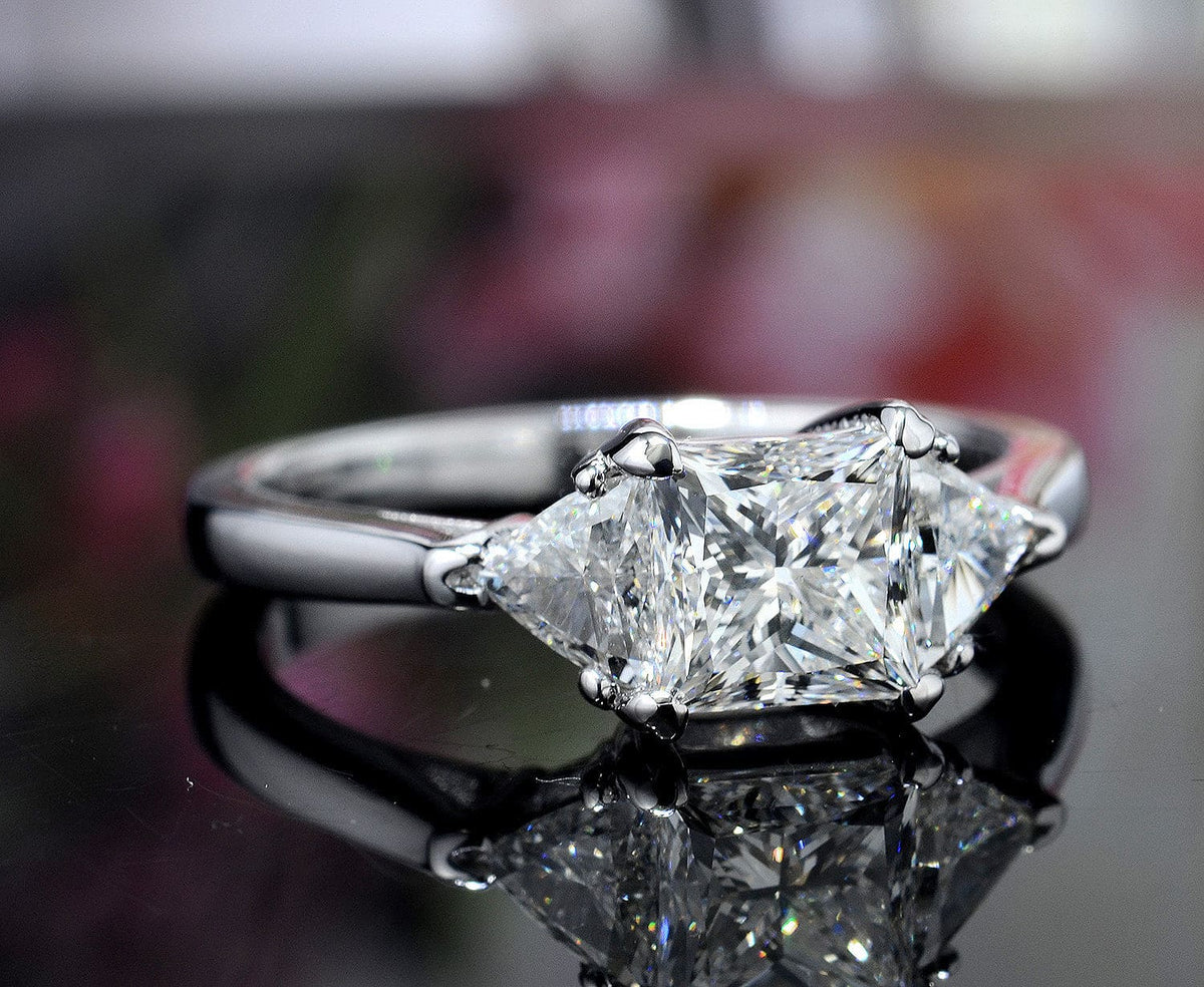 3 stone princess cut engagement ring