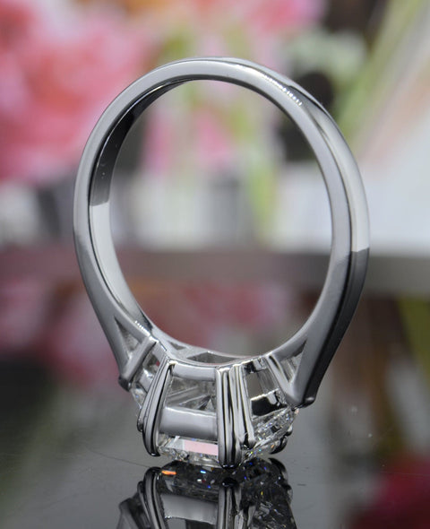 3 Stone Princess Cut Engagement Ring Side Profile