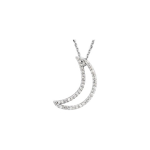 Hanging Diamond Crescent Moon Necklace