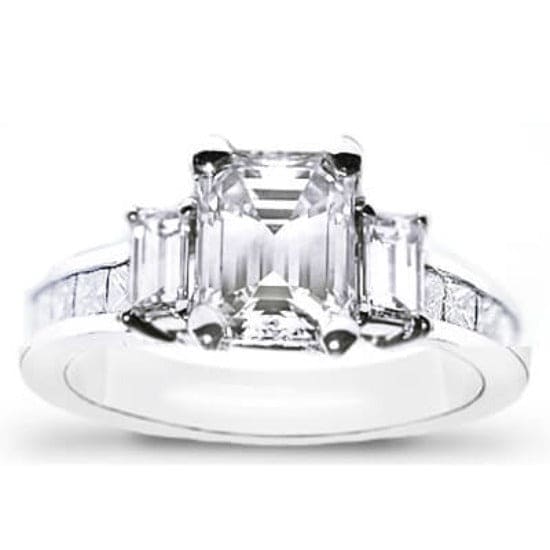 Emerald Cut 3 Stone diamond ring