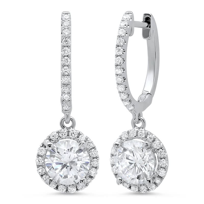 Lever back halo diamond earrings