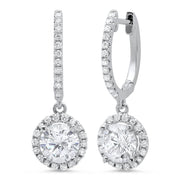 Lever Back Halo Diamond Earrings