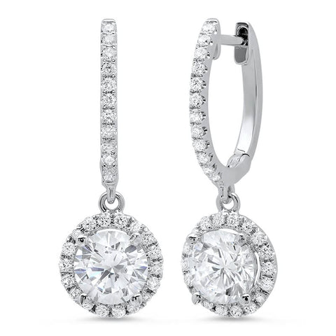 1.26 ct. Lever Back Halo Round Cut Diamond Earrings
