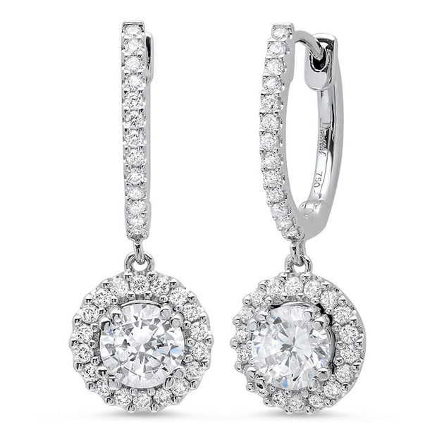 0.90 ct. U-Pave Lever Back Halo Round Cut Diamond Earrings