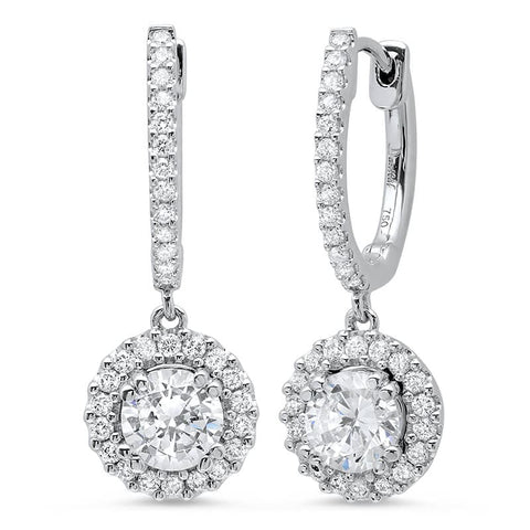 1.00 ct. U-Pave Lever Back Halo Round Cut Diamond Earrings