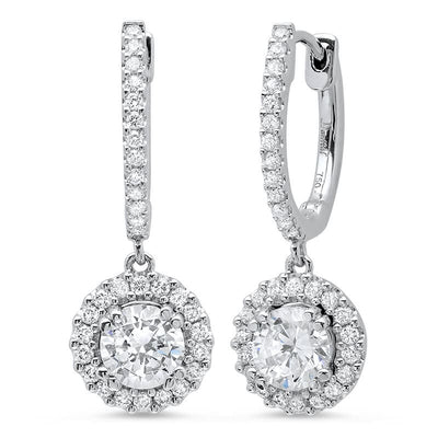 1.10 ct. U-Pave Lever Back Halo Round Cut Diamond Earrings