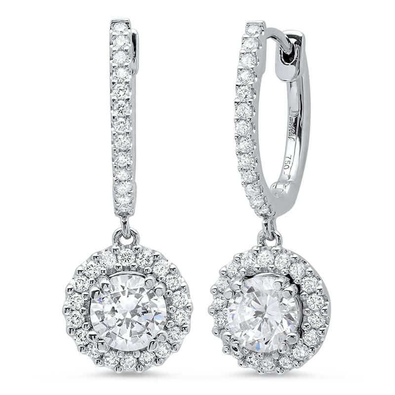 Round Halo Diamond Stud Earrings in 18k White Gold (1.50ct. tw.)