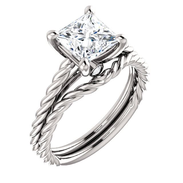 1.10 Ct. Princess cut Infinity Style Diamond Bridal Set E, VS1 GIA