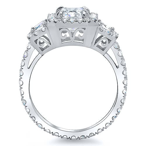 2.34 Ct. Halo Emerald Cut Eternity Diamond Engagement Ring H, VVS1 GIA