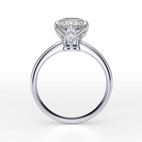 1.35 Ct. Round Cut Diamond Crown Style Engagement Ring H, VVS1 GIA