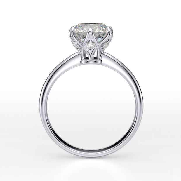 1.35 Ct. Round Cut Diamond Crown Style Engagement Ring H, VVS1 GIA