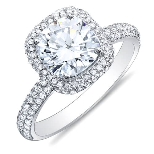 Cushion cut halo engagement ring