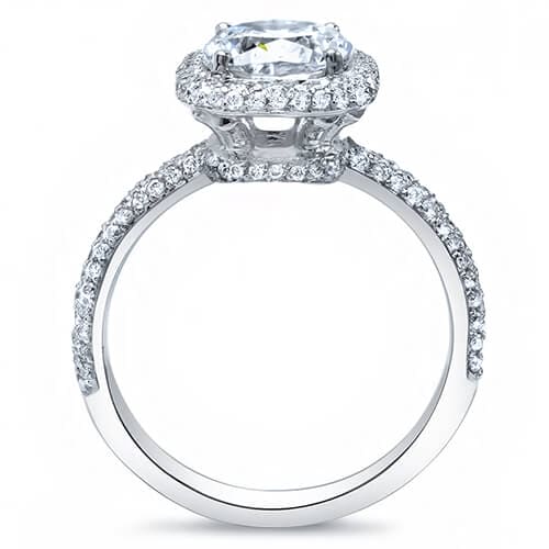 2.24 Ct. Cushion Cut Micro Pave Halo Round Diamond Engagement Ring F, VS1 GIA