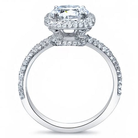 2.24 Ct. Cushion Cut Micro Pave Halo Round Diamond Engagement Ring I, IF GIA