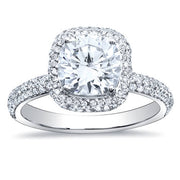 Cushion Cut Halo Engagement Ring Front View