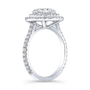 2.15 Ct. Cushion Cut Double Halo U-Setting Diamond Engagement Ring D,VS1 GIA
