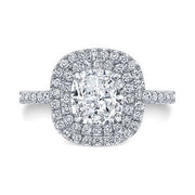 Cushion Cut Double Halo Diamond Engagement Ring