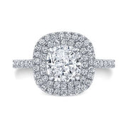 Cushion Cut Double Halo Diamond Engagement Ring