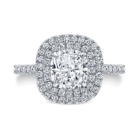 Cushion Cut Double Halo Diamond Engagement Ring