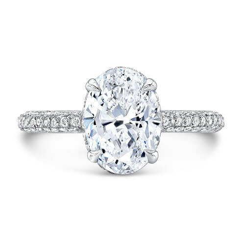 1.15 Ct. Oval Cut Micro Pave Diamond Engagement Ring G, VS1 GIA