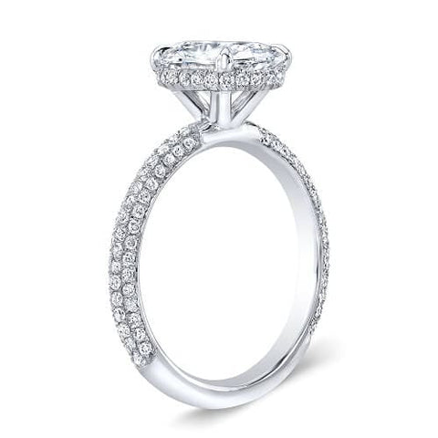 1.38 Ct. Oval Cut Micro Pave Diamond Engagement Ring G, VVS2 GIA