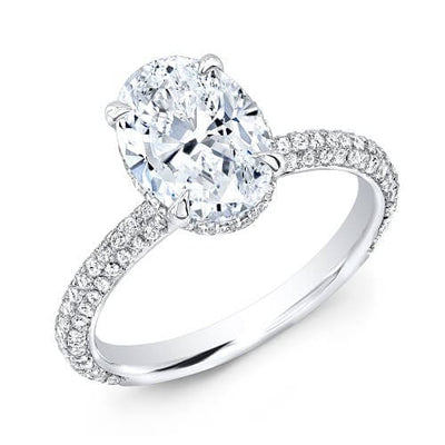 1.55 Ct. Oval Cut Micro Pave Diamond Engagement Ring G, VS1 GIA