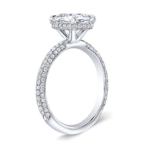 1.85 Ct. Oval Cut Micro Pave Diamond Engagement Ring H, VVS2 GIA