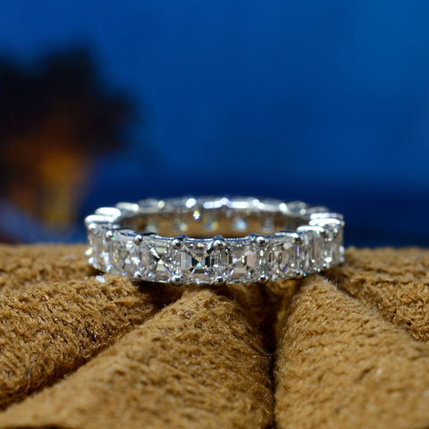 asscher cut eternity band - view from top