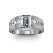 Men's Emerald Cut Engagement Ring Tension Setting