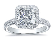 3.45 Ct Princess Cut Halo Pave Engagement Ring Set G Color VS1 GIA Certified