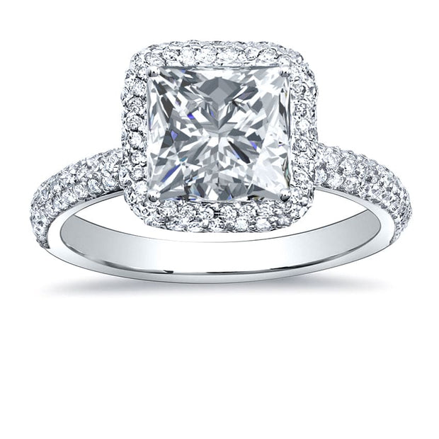 Princess Cut Halo Pave Engagement Ring 