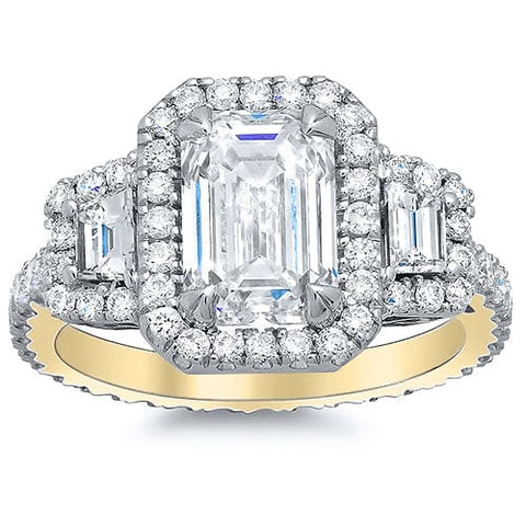 Emerald Cut Halo Engagement Ring Yellow Gold