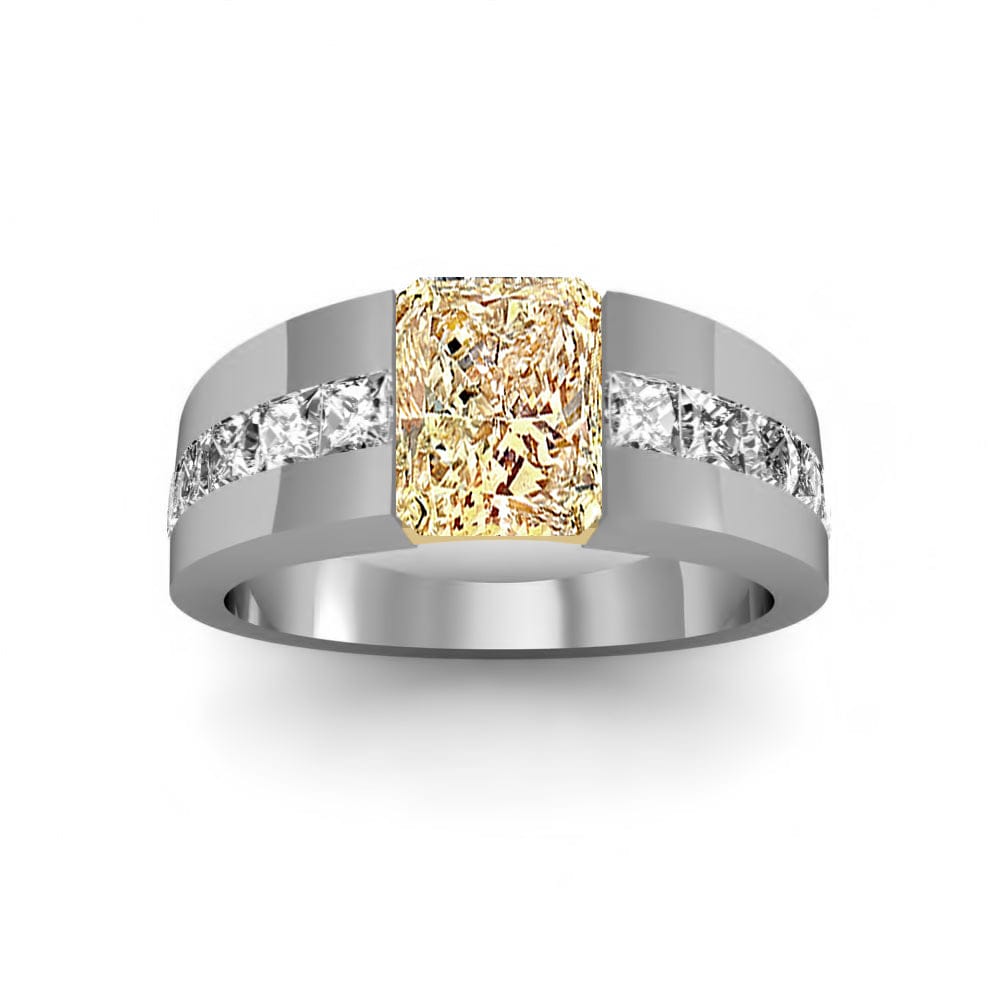 Men's tension set yellow diamond ring