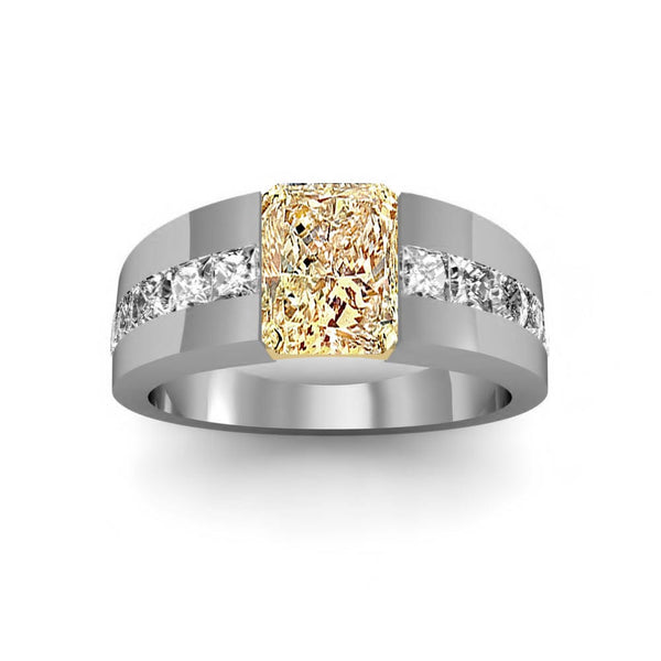 Men's Tension Set Yellow Diamond Ring
