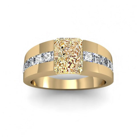 Men's Tension Set Diamond Ring Yellow Gold